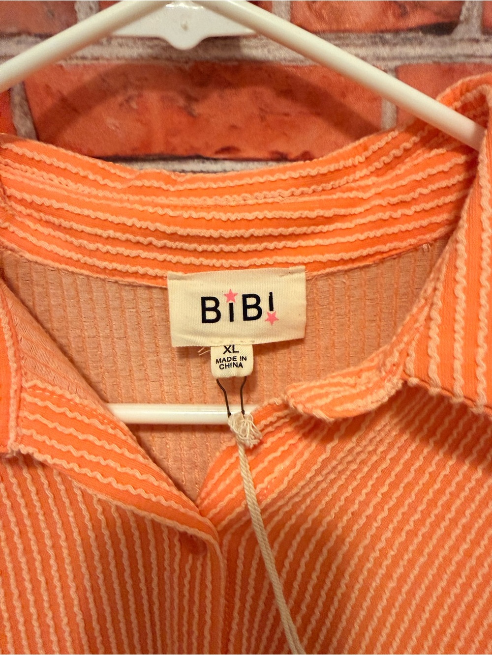 BiBi Orange Ribbed Button-Up Tunic - Picture 2 of 4